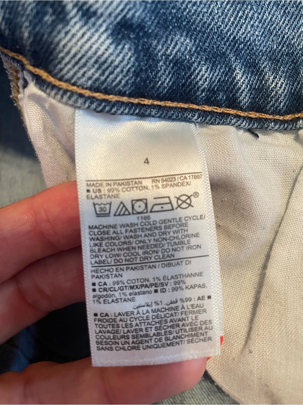 Old Navy Women's Light Blue Distressed Sky-Hi Straight Cut Botton-Fly Jeans - Picture 7 of 11